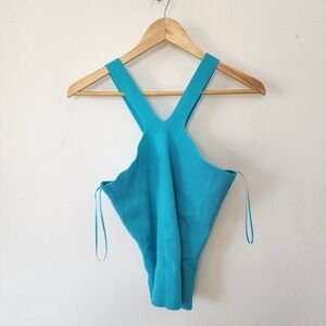 Cache Blue Tank Top XS Stretchy Open Stretchy Shoulder